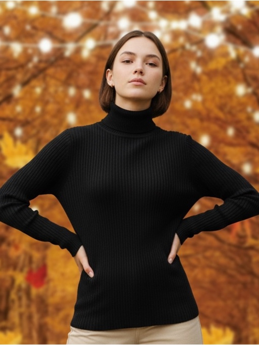 Nasty Gal Black Ribbed Turtleneck Sweater